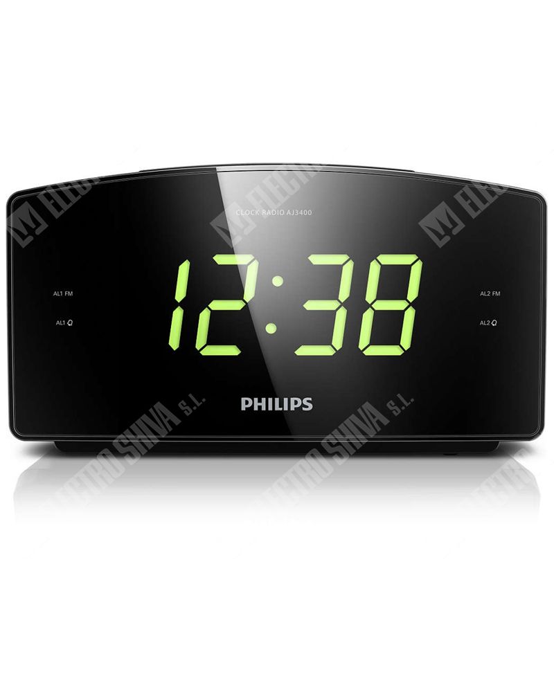 radio reloj despertador philips aj3400/12 radio fm y alarma dual